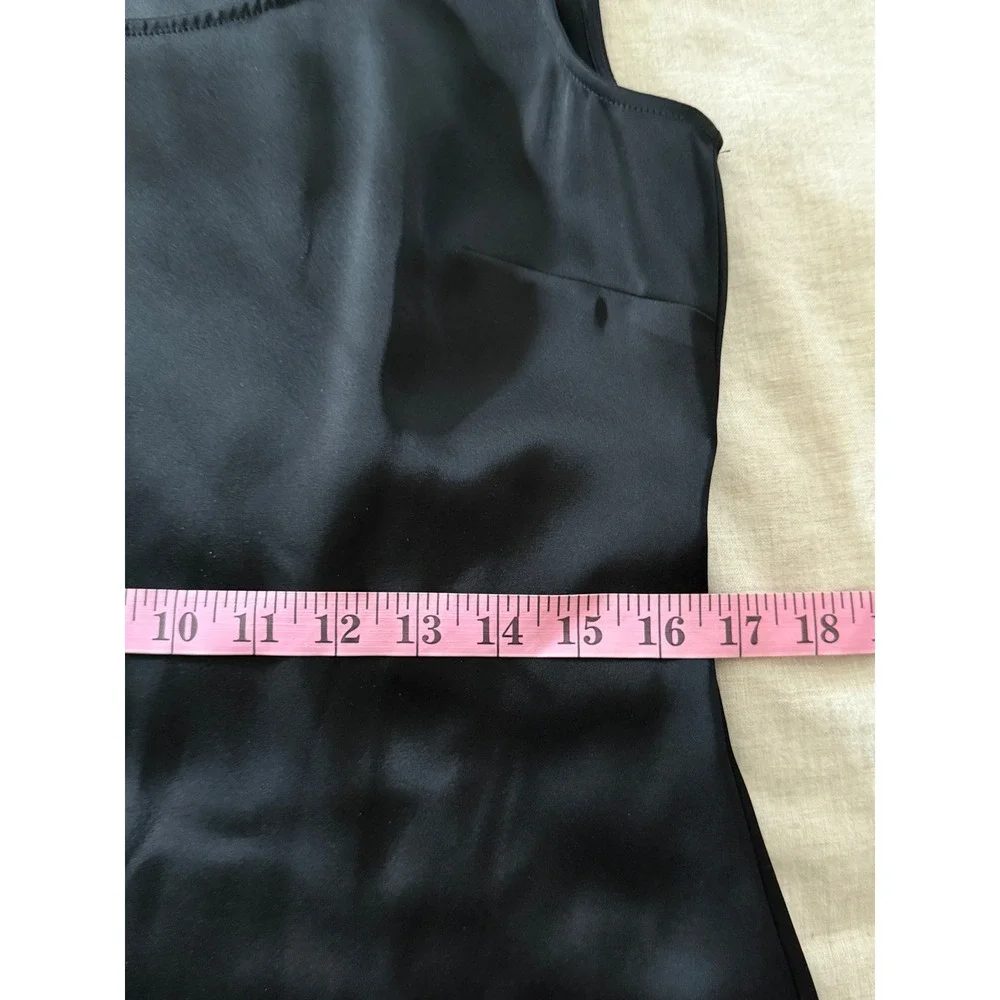 Black Satin Scoop Neck Sleeveless Tank Top Estimated Medium